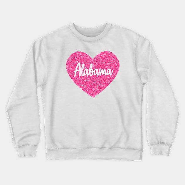 I Love Alabama USA Pink Heart Gift for Women and Girls Crewneck Sweatshirt by JKFDesigns